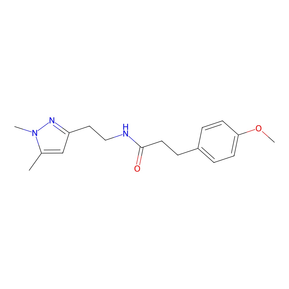 N-(2-(1,5-dimethyl-1H-pyrazol-3-yl)ethyl)-3-(4-methoxyphenyl)propanamide molecular structure, CAS 2034236-09-2