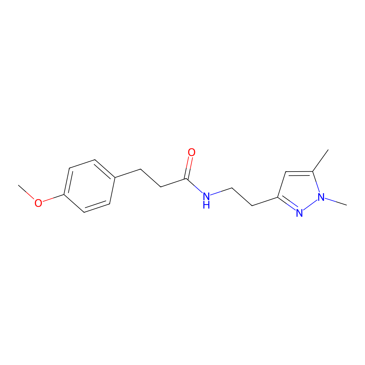 N-(2-(1,5-dimethyl-1H-pyrazol-3-yl)ethyl)-3-(4-methoxyphenyl)propanamide molecular structure, CAS 2034236-09-2