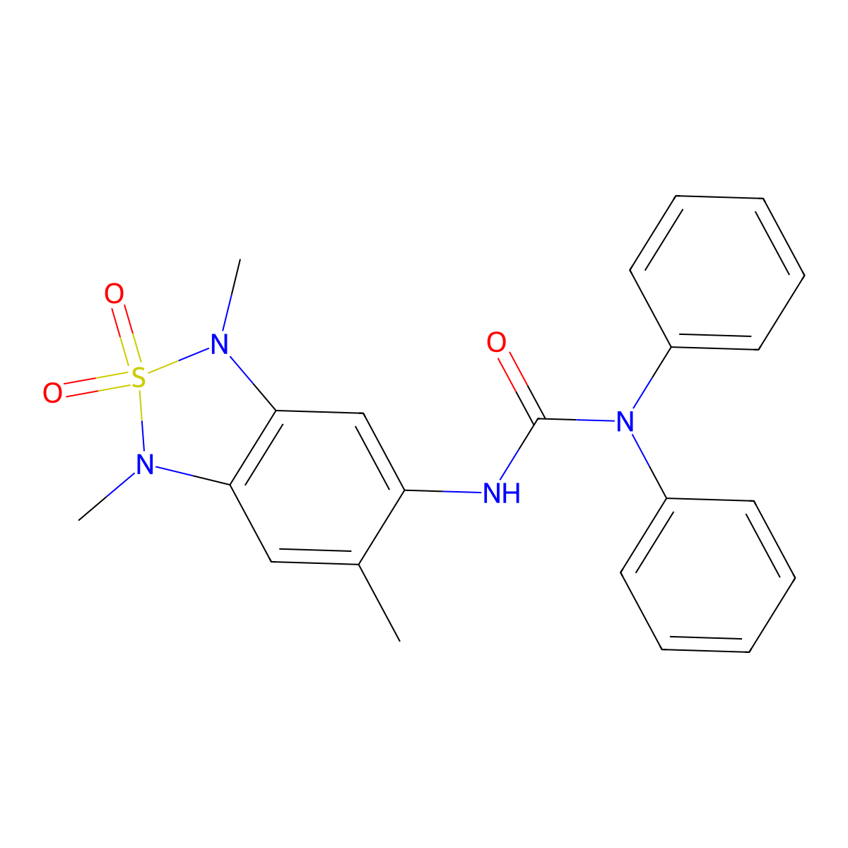 1,1-Diphenyl-3-(1,3,6-trimethyl-2,2-dioxido-1,3-dihydrobenzo[c][1,2,5]thiadiazol-5-yl)urea molecular structure, CAS 2034236-10-5