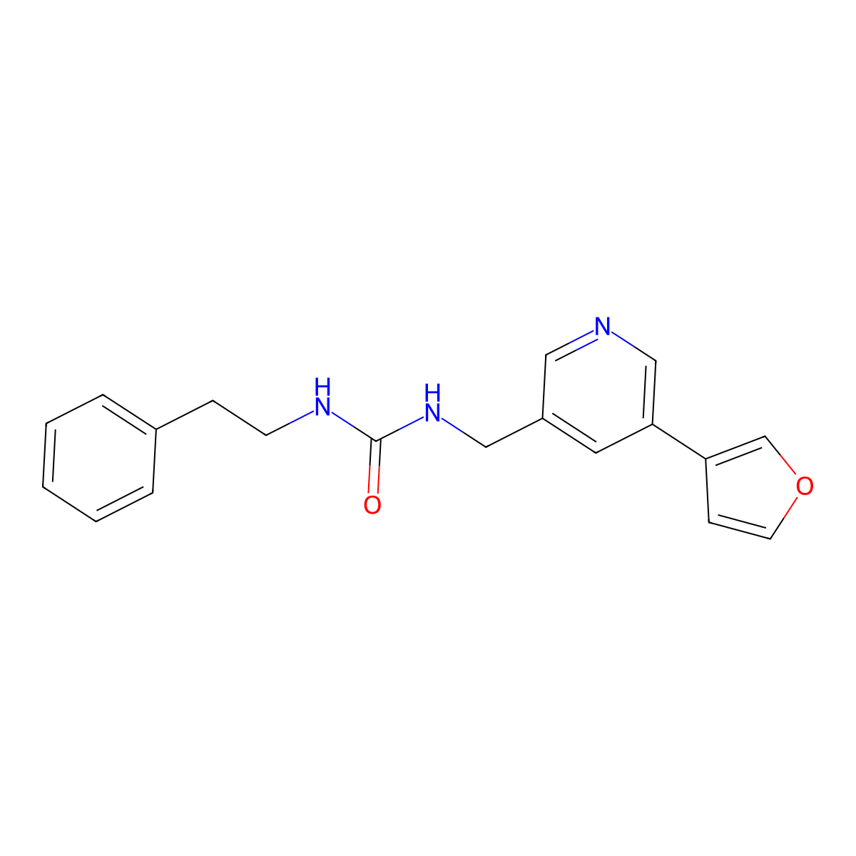 1-((5-(Furan-3-yl)pyridin-3-yl)methyl)-3-phenethylurea molecular structure, CAS 2034236-16-1