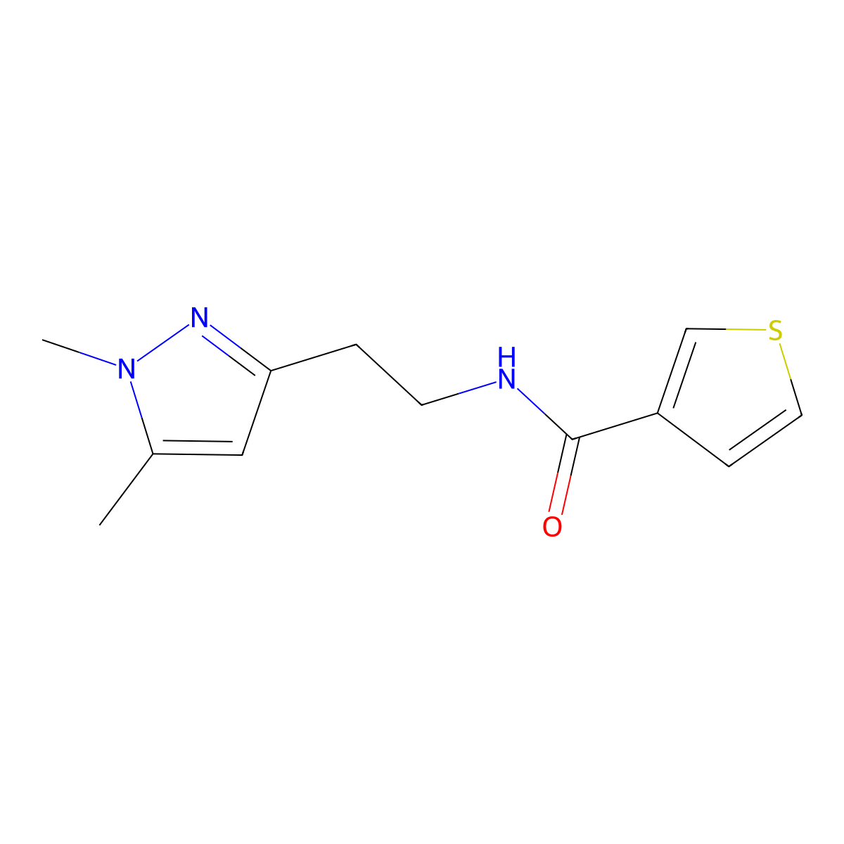 N-[2-(1,5-dimethyl-1H-pyrazol-3-yl)ethyl]thiophene-3-carboxamide molecular structure, CAS 2034236-19-4