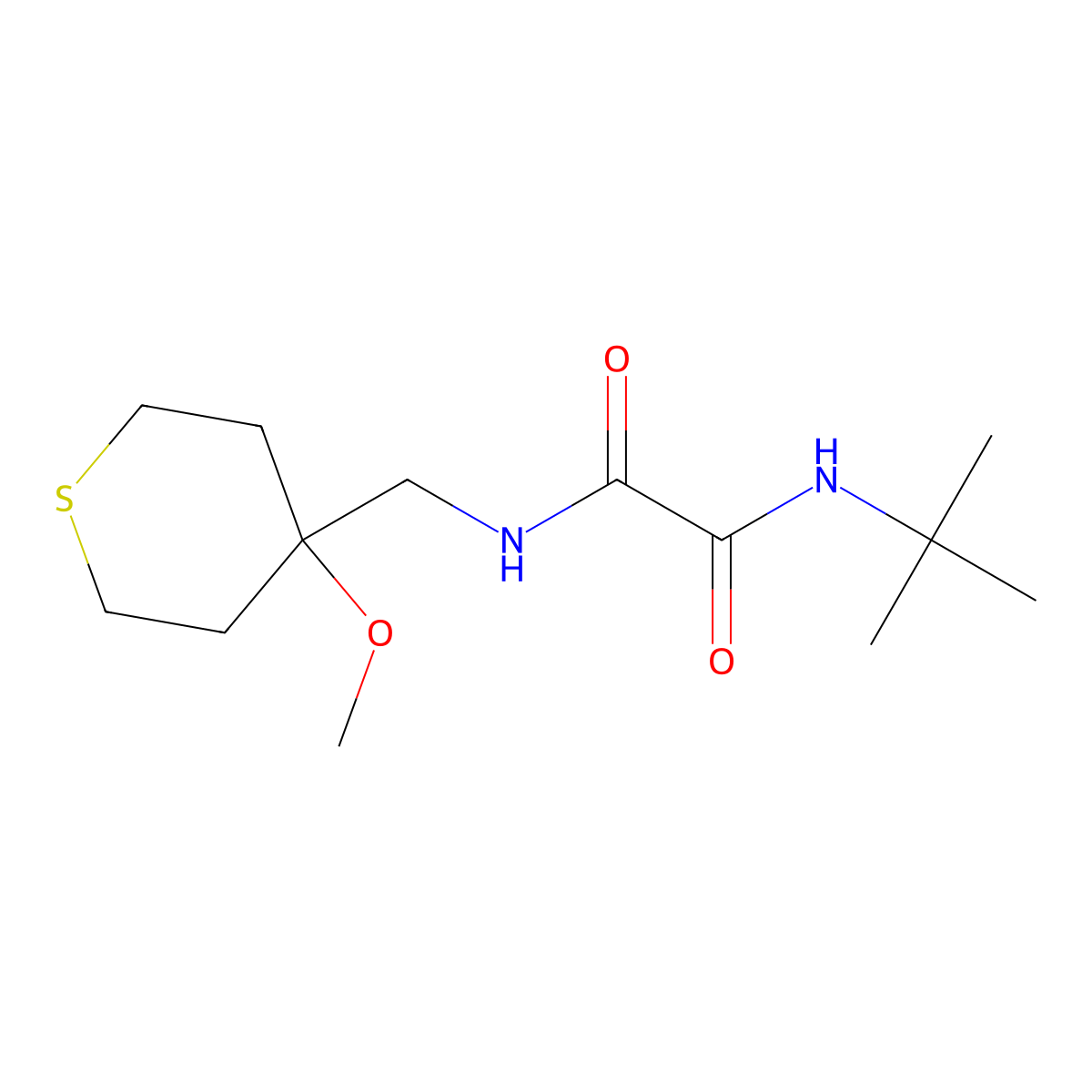 N1-(tert-butyl)-N2-((4-methoxytetrahydro-2H-thiopyran-4-yl)methyl)oxalamide molecular structure, CAS 2034236-24-1