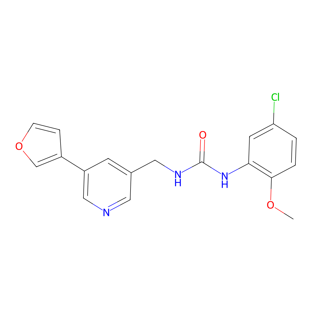 1-(5-Chloro-2-methoxyphenyl)-3-((5-(furan-3-yl)pyridin-3-yl)methyl)urea molecular structure, CAS 2034236-26-3