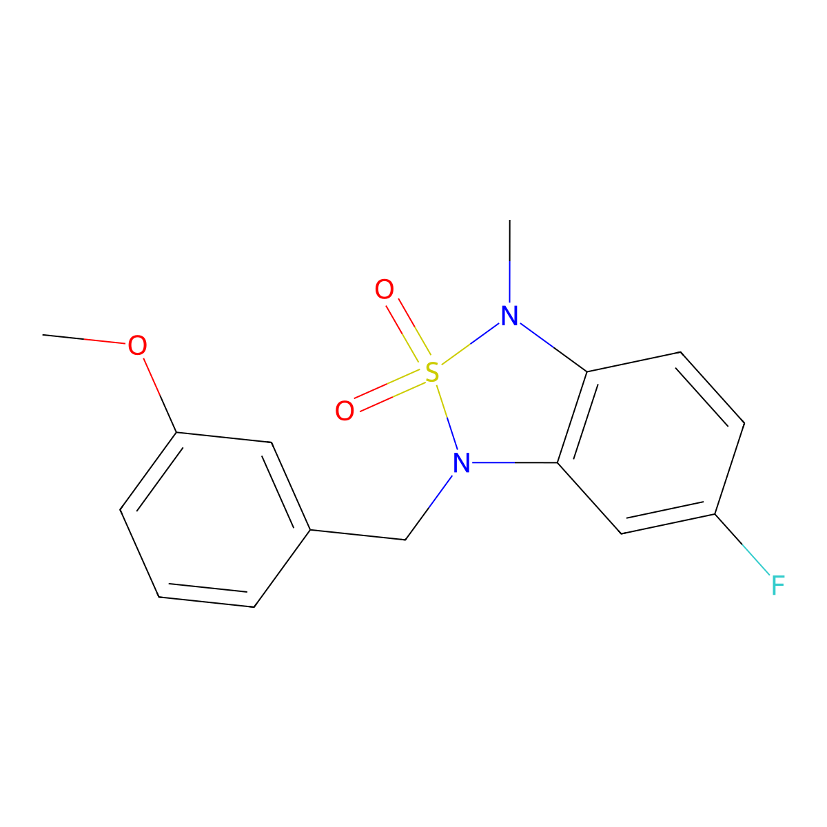 5-Fluoro-3-(3-methoxybenzyl)-1-methyl-1,3-dihydrobenzo[c][1,2,5]thiadiazole 2,2-dioxide molecular structure, CAS 2034236-33-2