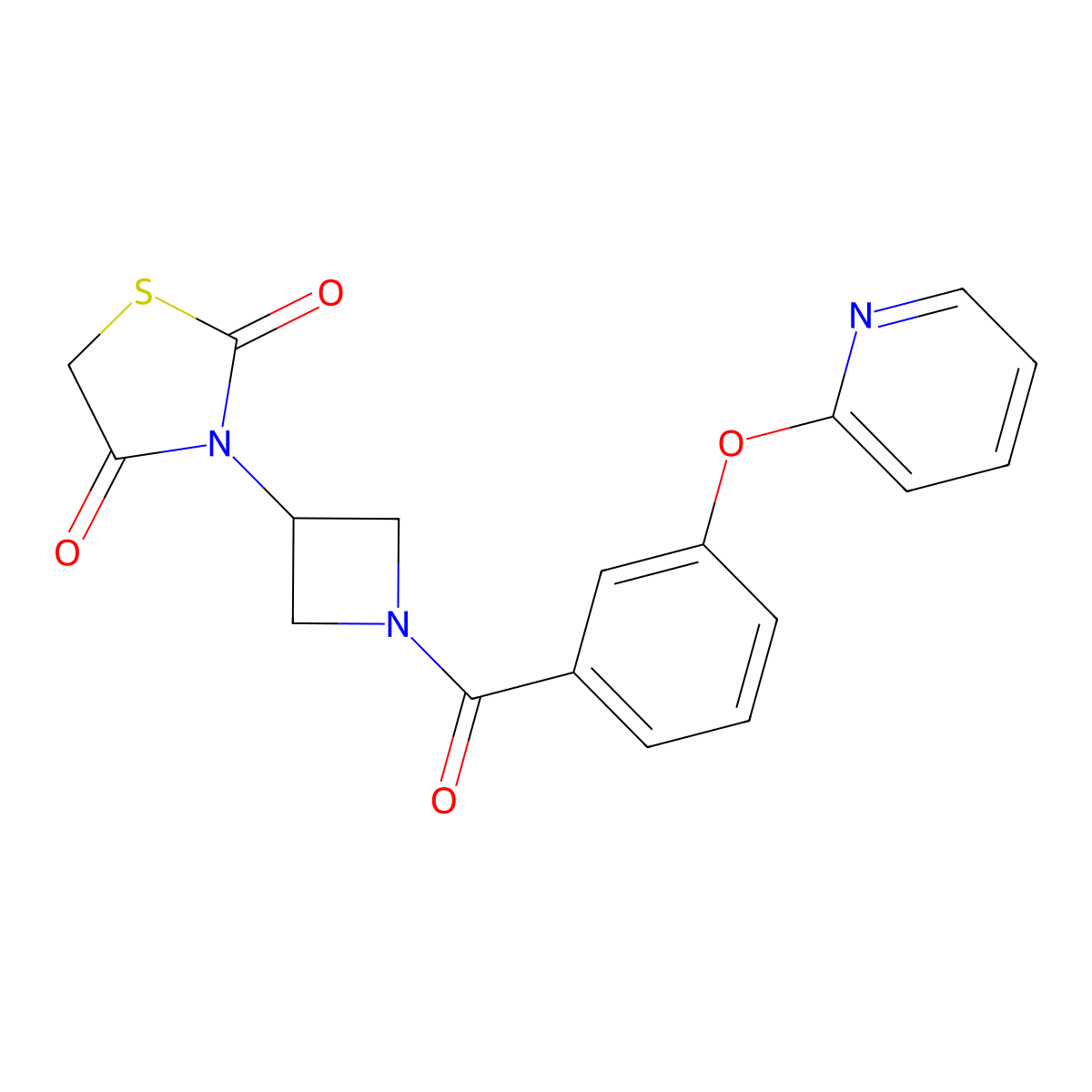 3-(1-(3-(Pyridin-2-yloxy)benzoyl)azetidin-3-yl)thiazolidine-2,4-dione molecular structure, CAS 2034236-34-3