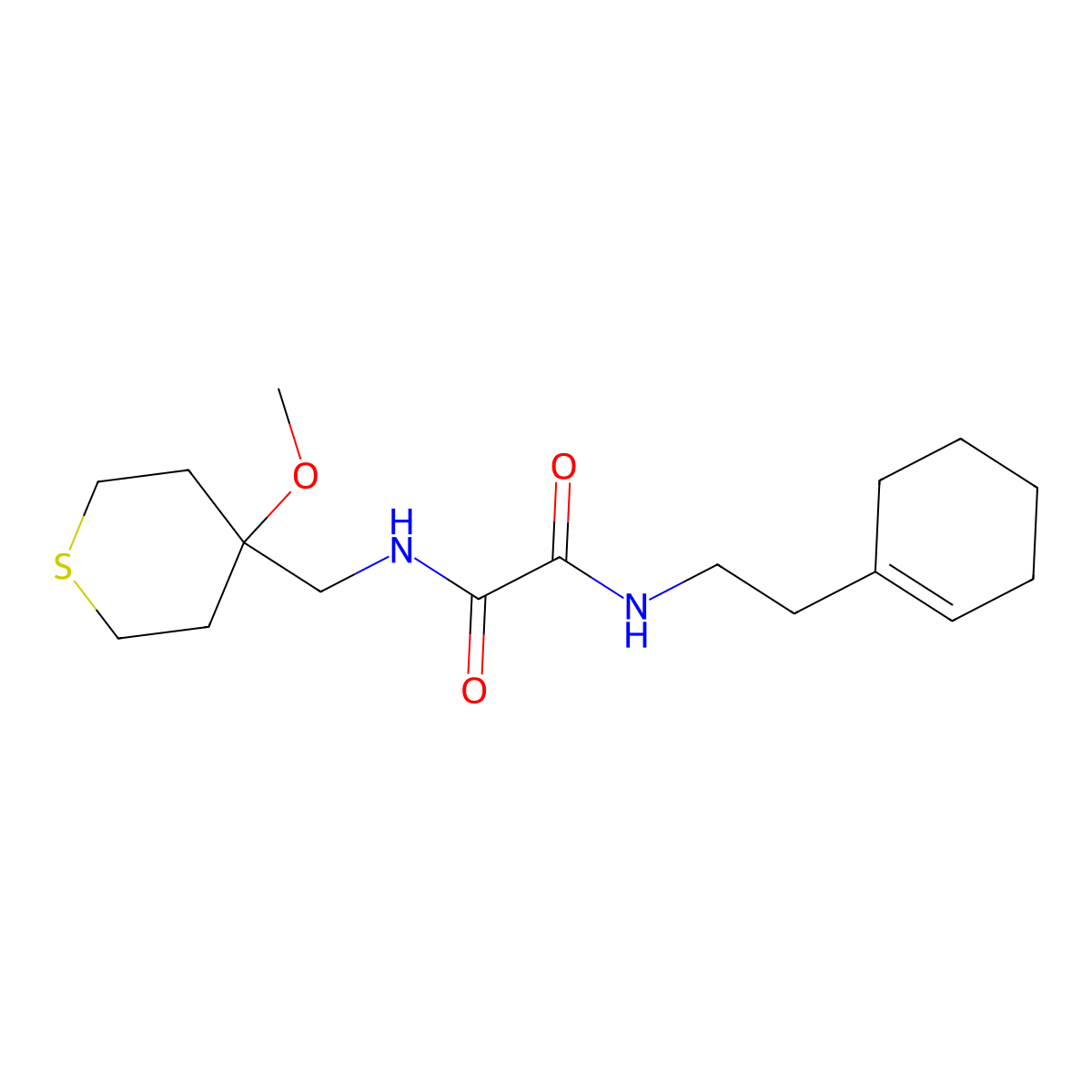 N1-(2-(cyclohex-1-en-1-yl)ethyl)-N2-((4-methoxytetrahydro-2H-thiopyran-4-yl)methyl)oxalamide molecular structure, CAS 2034236-36-5