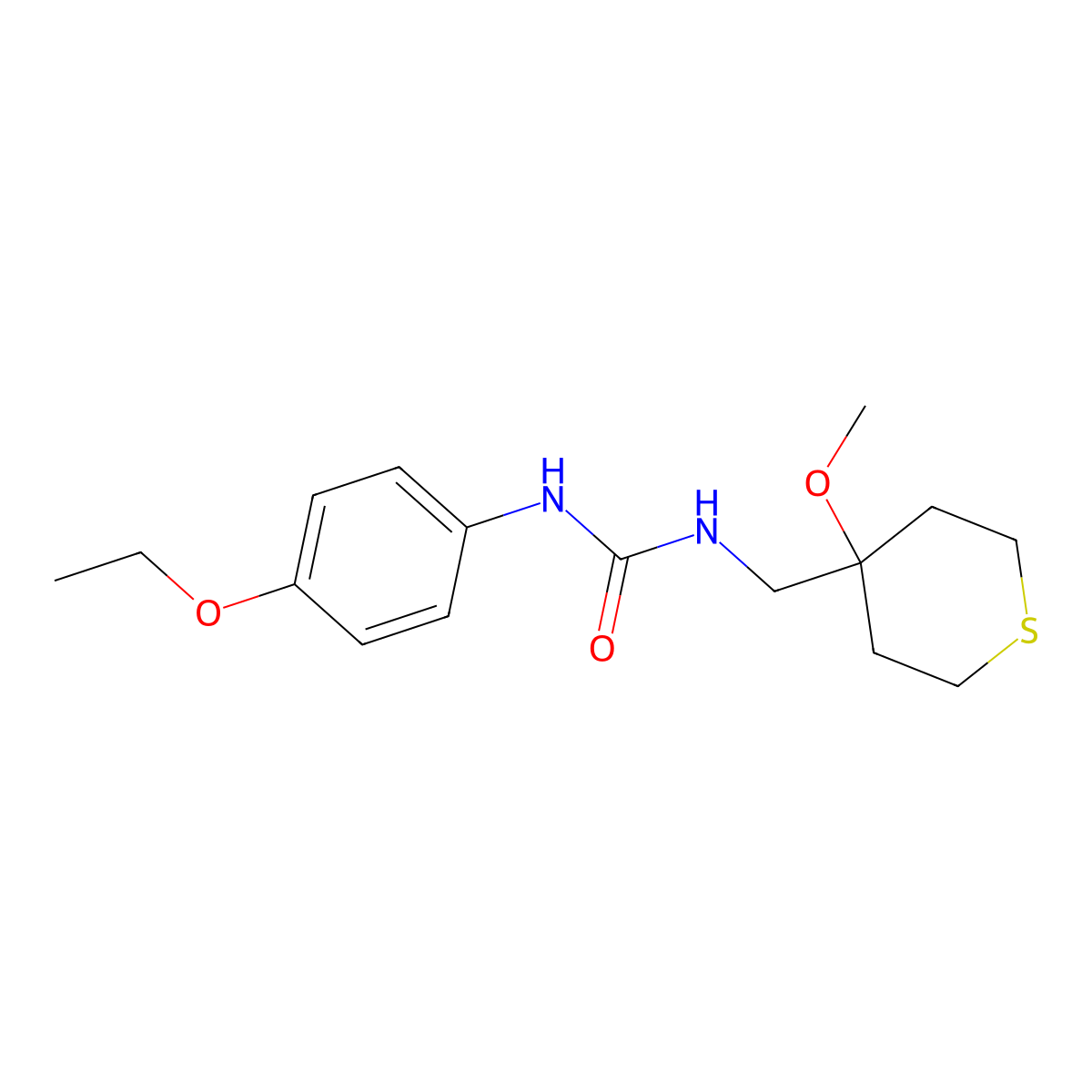 1-(4-ethoxyphenyl)-3-((4-methoxytetrahydro-2H-thiopyran-4-yl)methyl)urea molecular structure, CAS 2034236-42-3