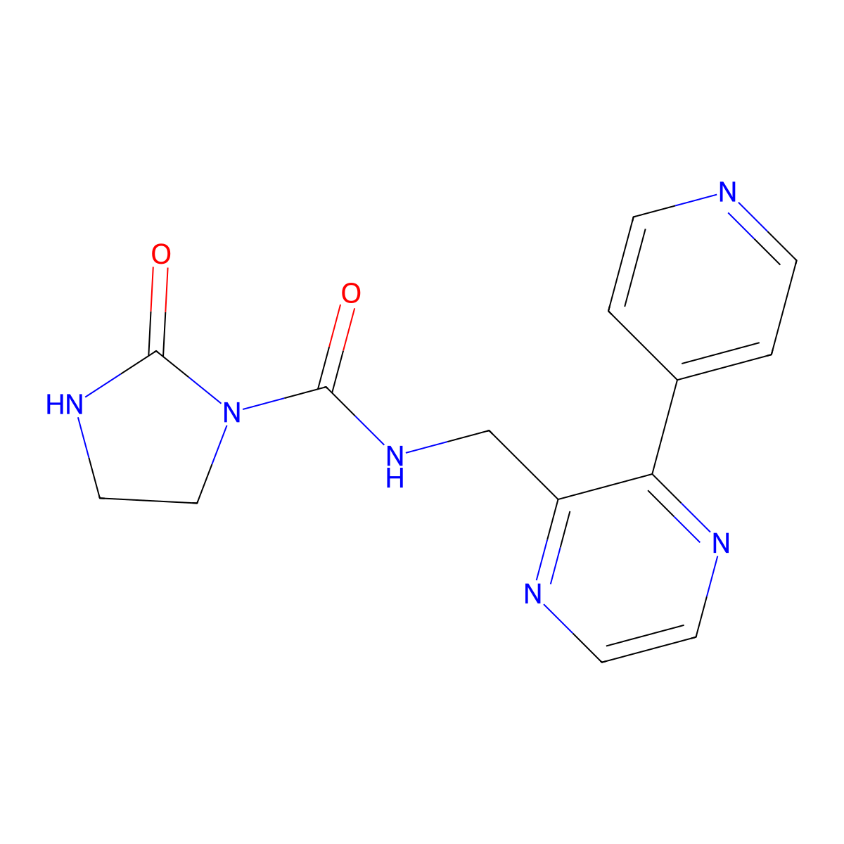 2-oxo-N-{[3-(pyridin-4-yl)pyrazin-2-yl]methyl}imidazolidine-1-carboxamide molecular structure, CAS 2034236-43-4