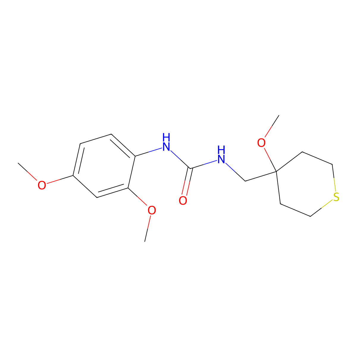 1-(2,4-dimethoxyphenyl)-3-((4-methoxytetrahydro-2H-thiopyran-4-yl)methyl)urea molecular structure, CAS 2034236-45-6