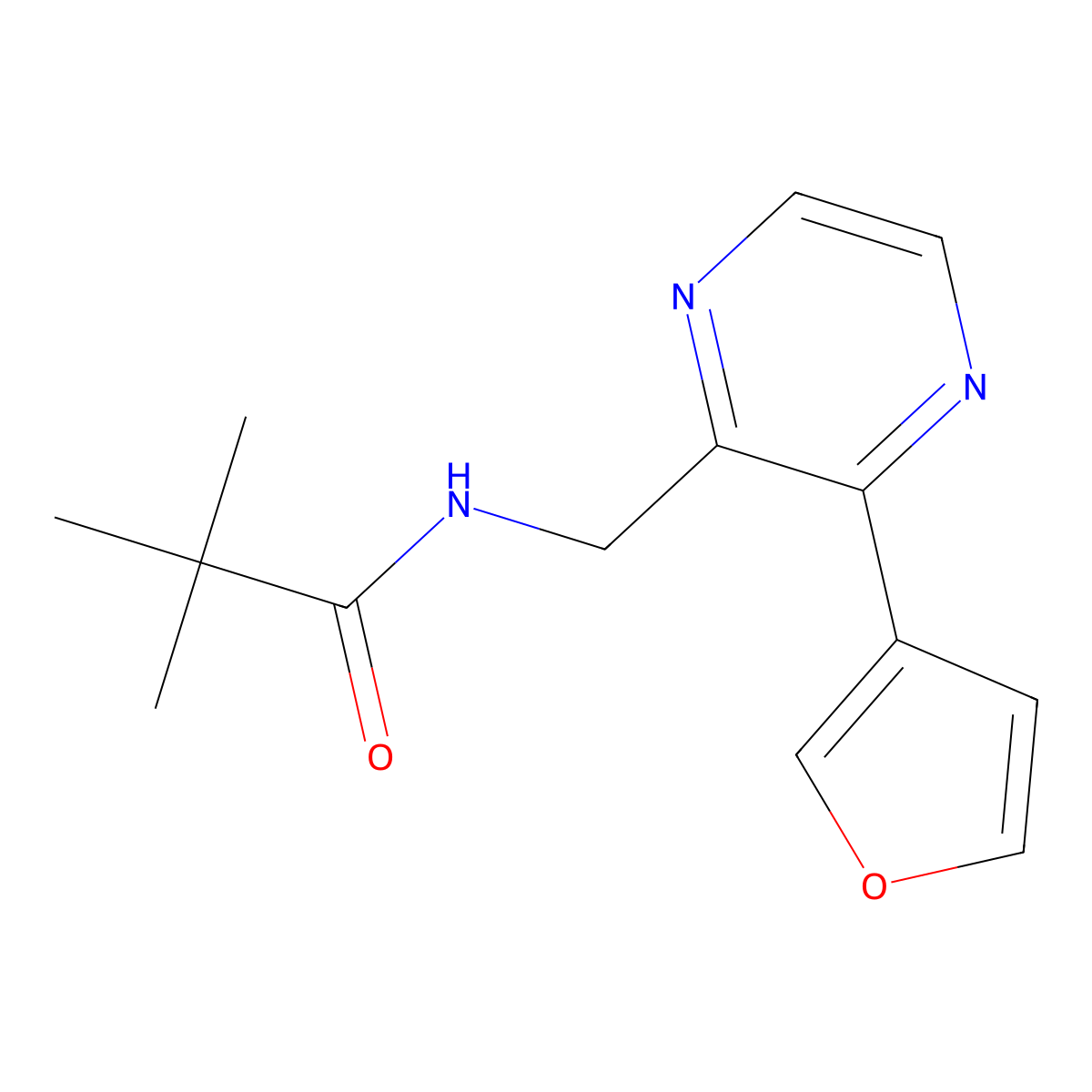 N-((3-(furan-3-yl)pyrazin-2-yl)methyl)pivalamide molecular structure, CAS 2034236-46-7