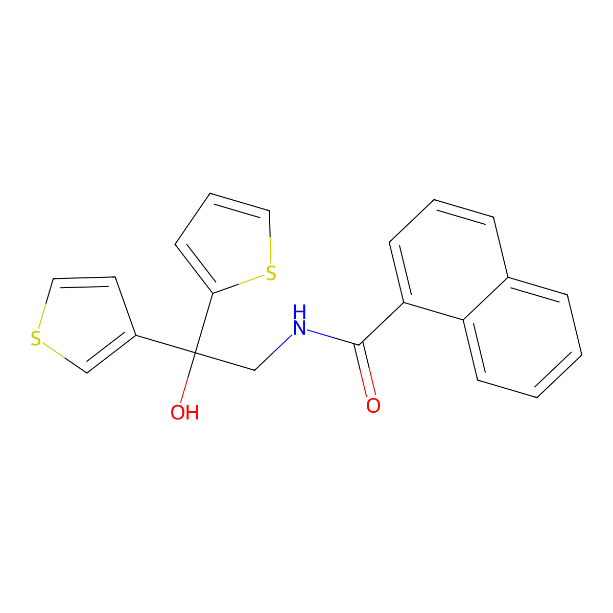 N-(2-hydroxy-2-(thiophen-2-yl)-2-(thiophen-3-yl)ethyl)-1-naphthamide molecular structure, CAS 2034236-52-5