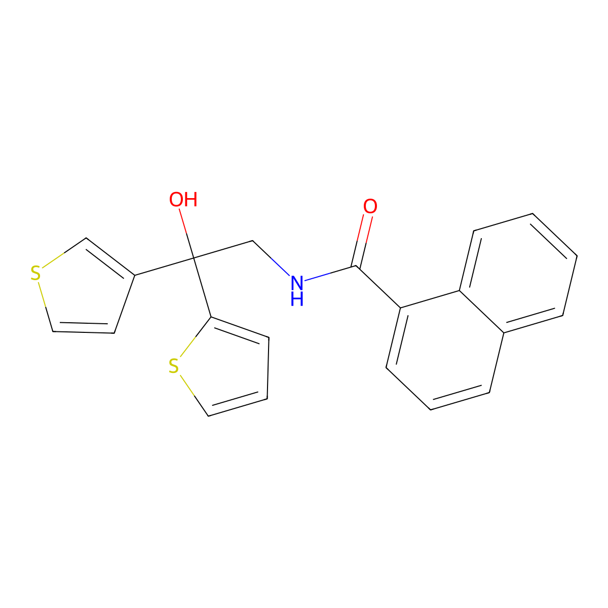 N-(2-hydroxy-2-(thiophen-2-yl)-2-(thiophen-3-yl)ethyl)-1-naphthamide molecular structure, CAS 2034236-52-5