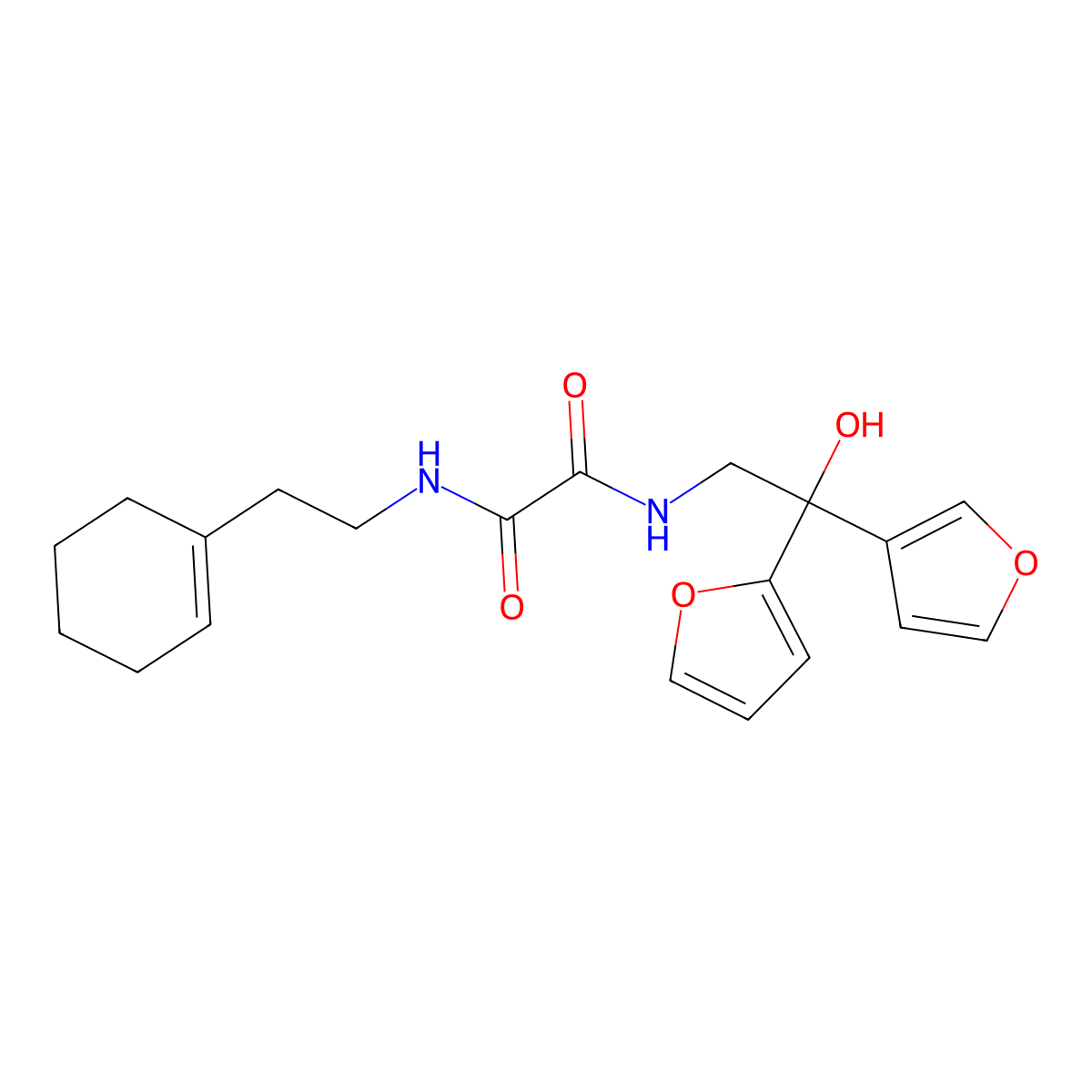 N1-(2-(cyclohex-1-en-1-yl)ethyl)-N2-(2-(furan-2-yl)-2-(furan-3-yl)-2-hydroxyethyl)oxalamide molecular structure, CAS 2034236-54-7