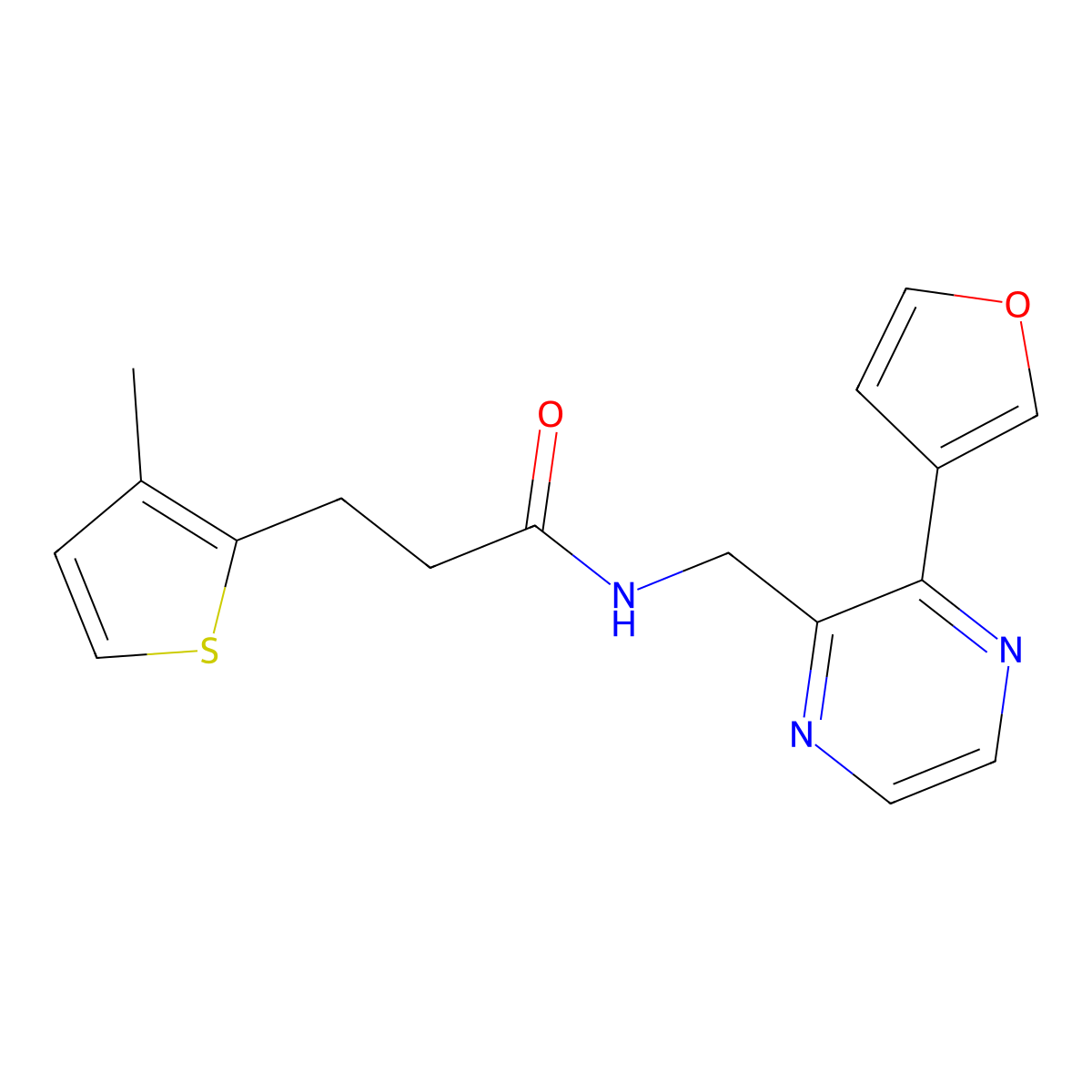 N-((3-(furan-3-yl)pyrazin-2-yl)methyl)-3-(3-methylthiophen-2-yl)propanamide molecular structure, CAS 2034236-55-8