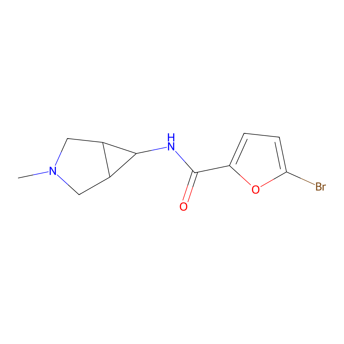 5-bromo-N-(3-methyl-3-azabicyclo[3.1.0]hexan-6-yl)furan-2-carboxamide molecular structure, CAS 2034236-63-8
