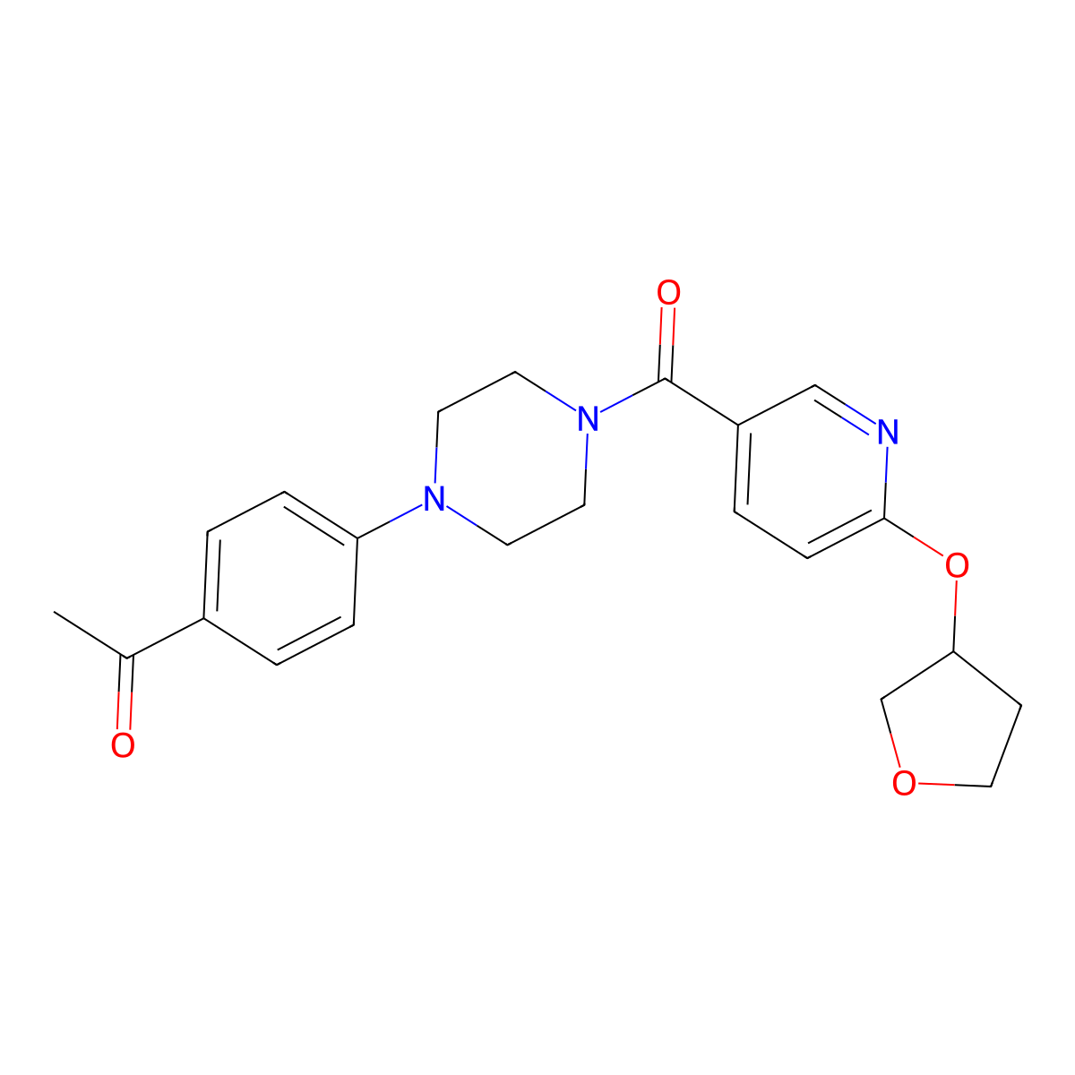 1-(4-(4-(6-((Tetrahydrofuran-3-yl)oxy)nicotinoyl)piperazin-1-yl)phenyl)ethanone molecular structure, CAS 2034236-66-1