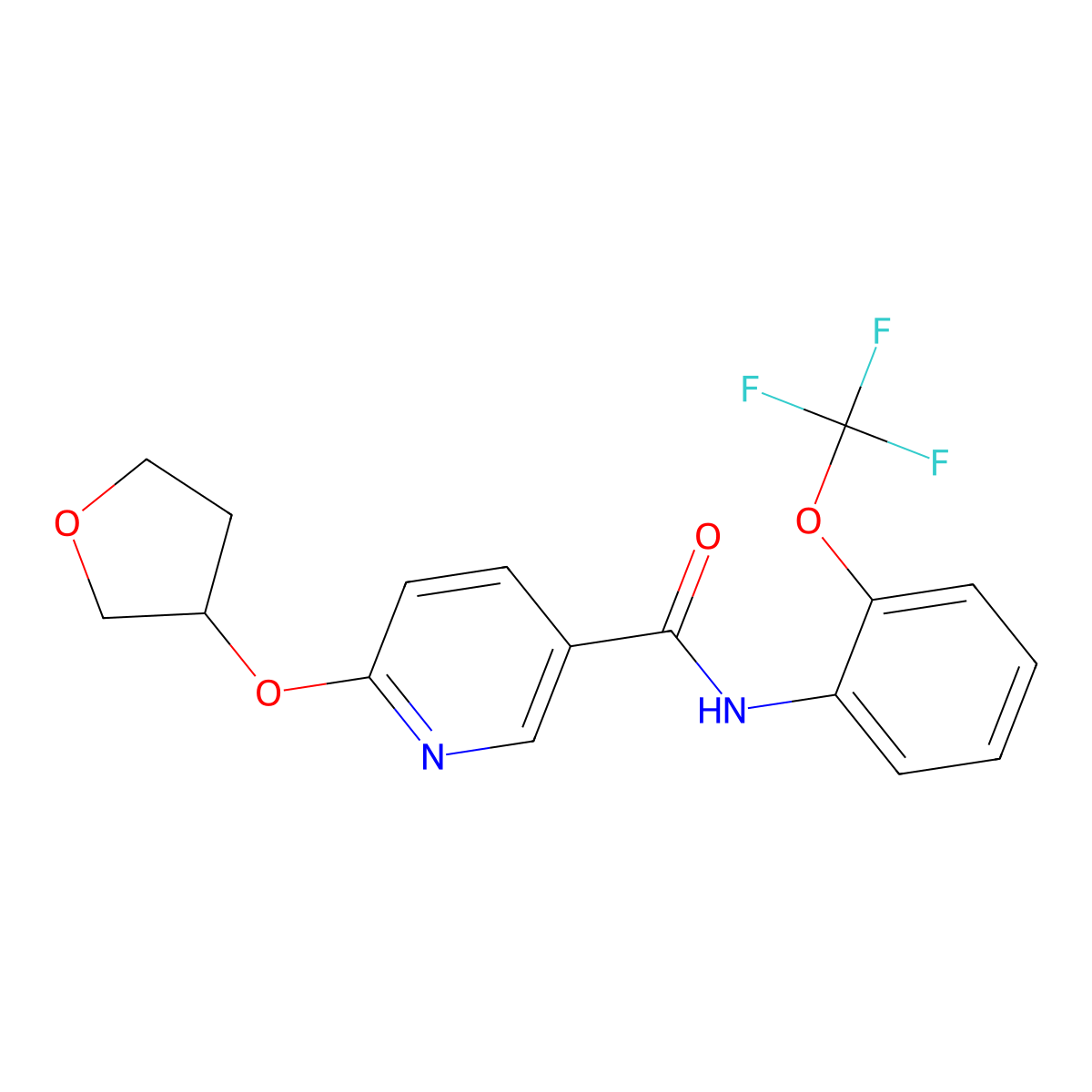 6-((tetrahydrofuran-3-yl)oxy)-N-(2-(trifluoromethoxy)phenyl)nicotinamide molecular structure, CAS 2034236-71-8