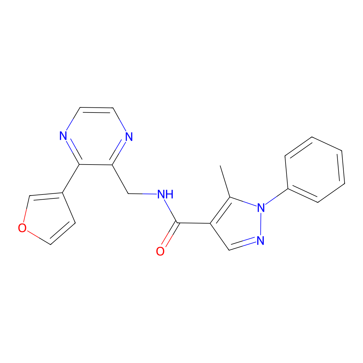 N-{[3-(furan-3-yl)pyrazin-2-yl]methyl}-5-methyl-1-phenyl-1H-pyrazole-4-carboxamide molecular structure, CAS 2034236-73-0