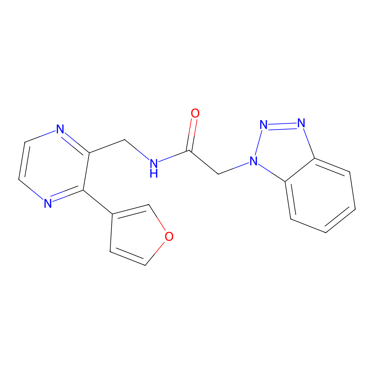 2-(1H-benzo[d][1,2,3]triazol-1-yl)-N-((3-(furan-3-yl)pyrazin-2-yl)methyl)acetamide molecular structure, CAS 2034236-76-3