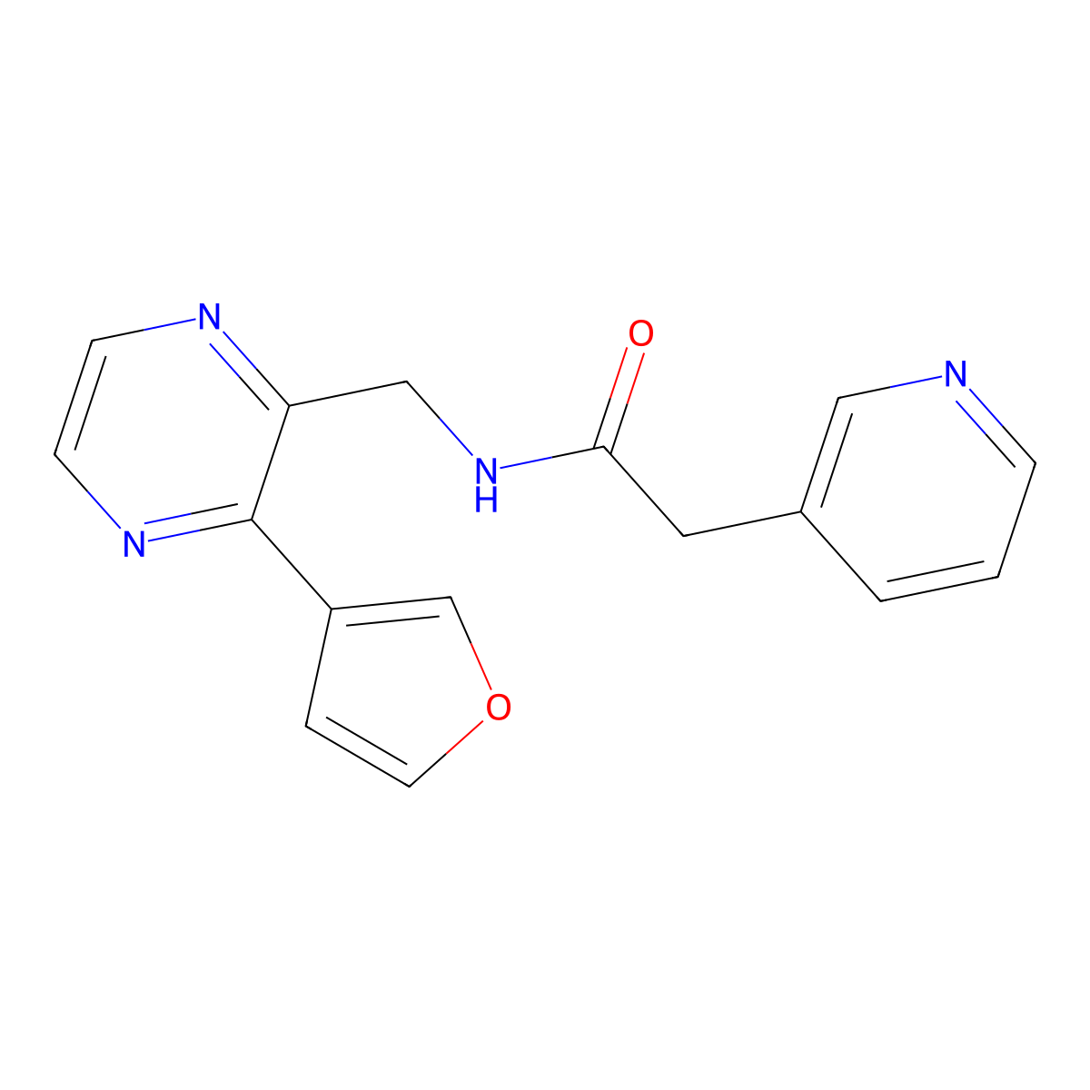 N-{[3-(furan-3-yl)pyrazin-2-yl]methyl}-2-(pyridin-3-yl)acetamide molecular structure, CAS 2034236-81-0