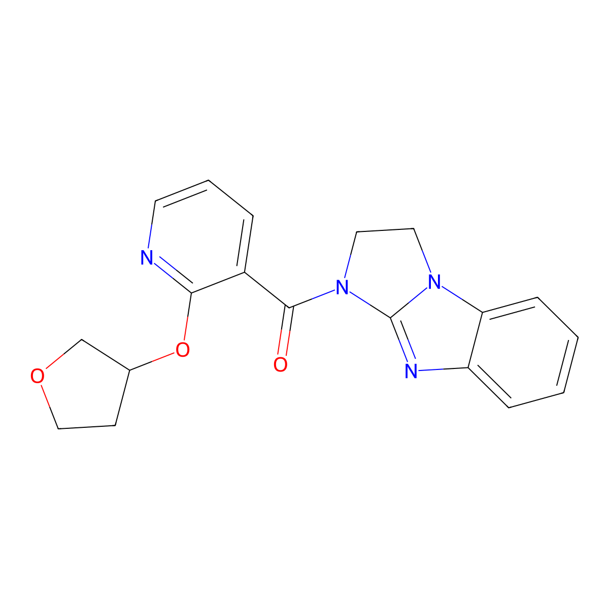 (2,3-dihydro-1H-benzo[d]imidazo[1,2-a]imidazol-1-yl)(2-((tetrahydrofuran-3-yl)oxy)pyridin-3-yl)methanone molecular structure, CAS 2034236-82-1