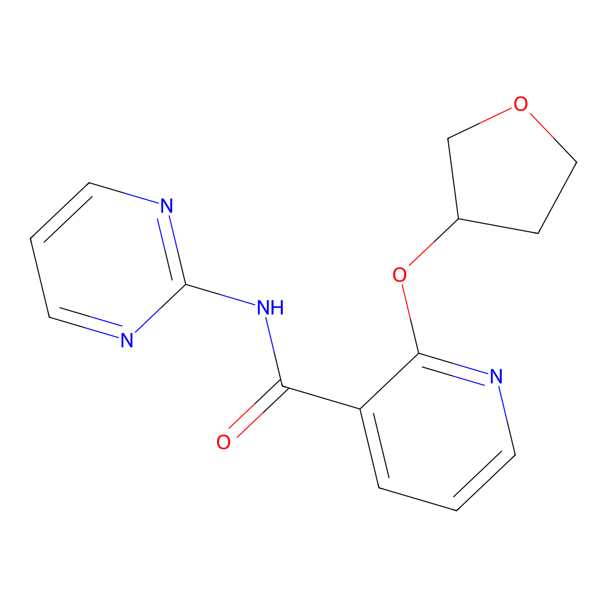 N-(pyrimidin-2-yl)-2-((tetrahydrofuran-3-yl)oxy)nicotinamide molecular structure, CAS 2034236-85-4