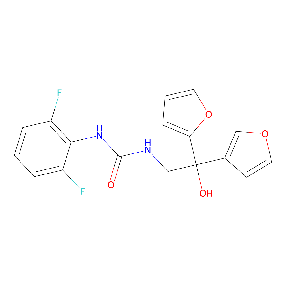 1-(2,6-Difluorophenyl)-3-[2-(furan-2-yl)-2-(furan-3-yl)-2-hydroxyethyl]urea molecular structure, CAS 2034236-89-8