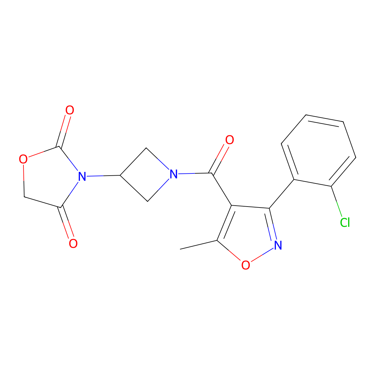 3-(1-(3-(2-Chlorophenyl)-5-methylisoxazole-4-carbonyl)azetidin-3-yl)oxazolidine-2,4-dione molecular structure, CAS 2034236-97-8