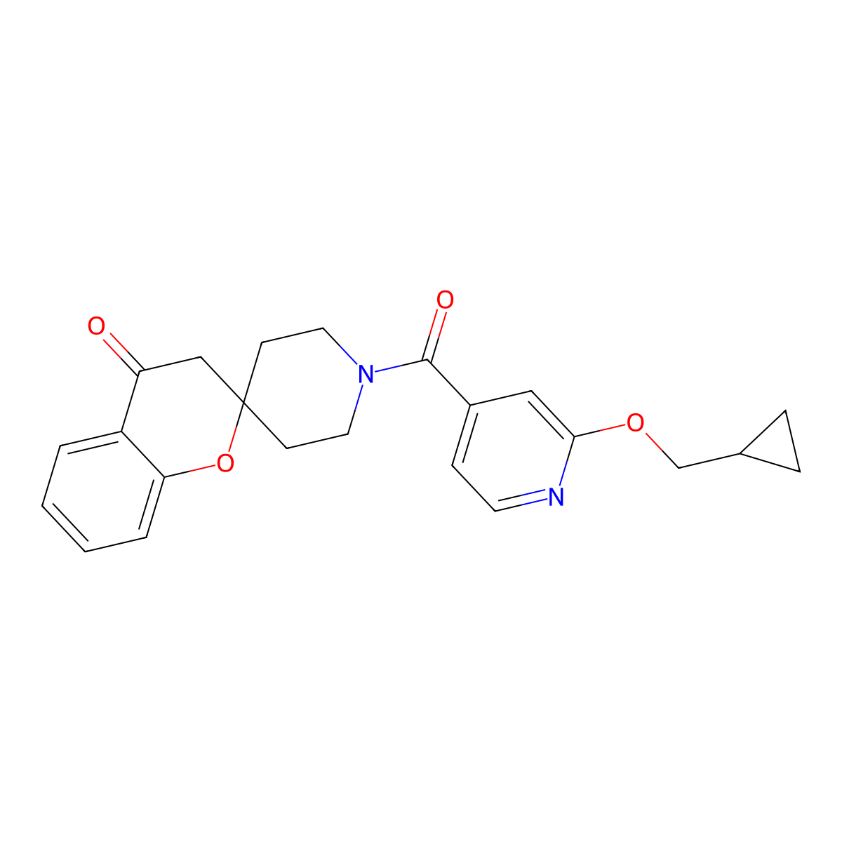 1'-(2-(Cyclopropylmethoxy)isonicotinoyl)spiro[chroman-2,4'-piperidin]-4-one molecular structure, CAS 2034236-99-0