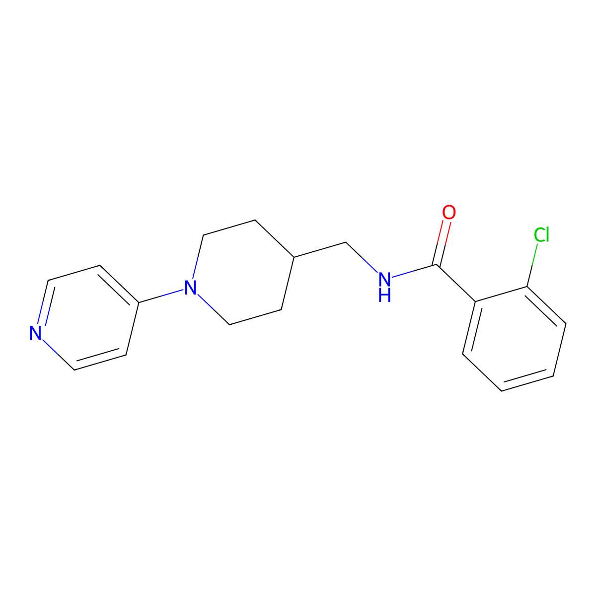 2-chloro-N-((1-(pyridin-4-yl)piperidin-4-yl)methyl)benzamide molecular structure, CAS 2034237-02-8