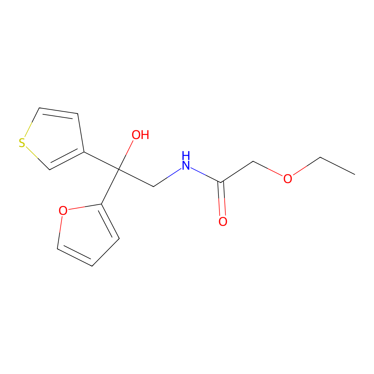 2-ethoxy-N-[2-(furan-2-yl)-2-hydroxy-2-(thiophen-3-yl)ethyl]acetamide molecular structure, CAS 2034237-04-0
