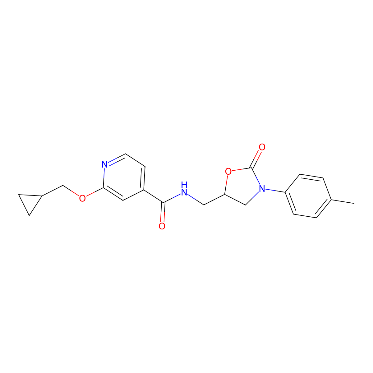 2-(cyclopropylmethoxy)-N-((2-oxo-3-(p-tolyl)oxazolidin-5-yl)methyl)isonicotinamide molecular structure, CAS 2034237-06-2
