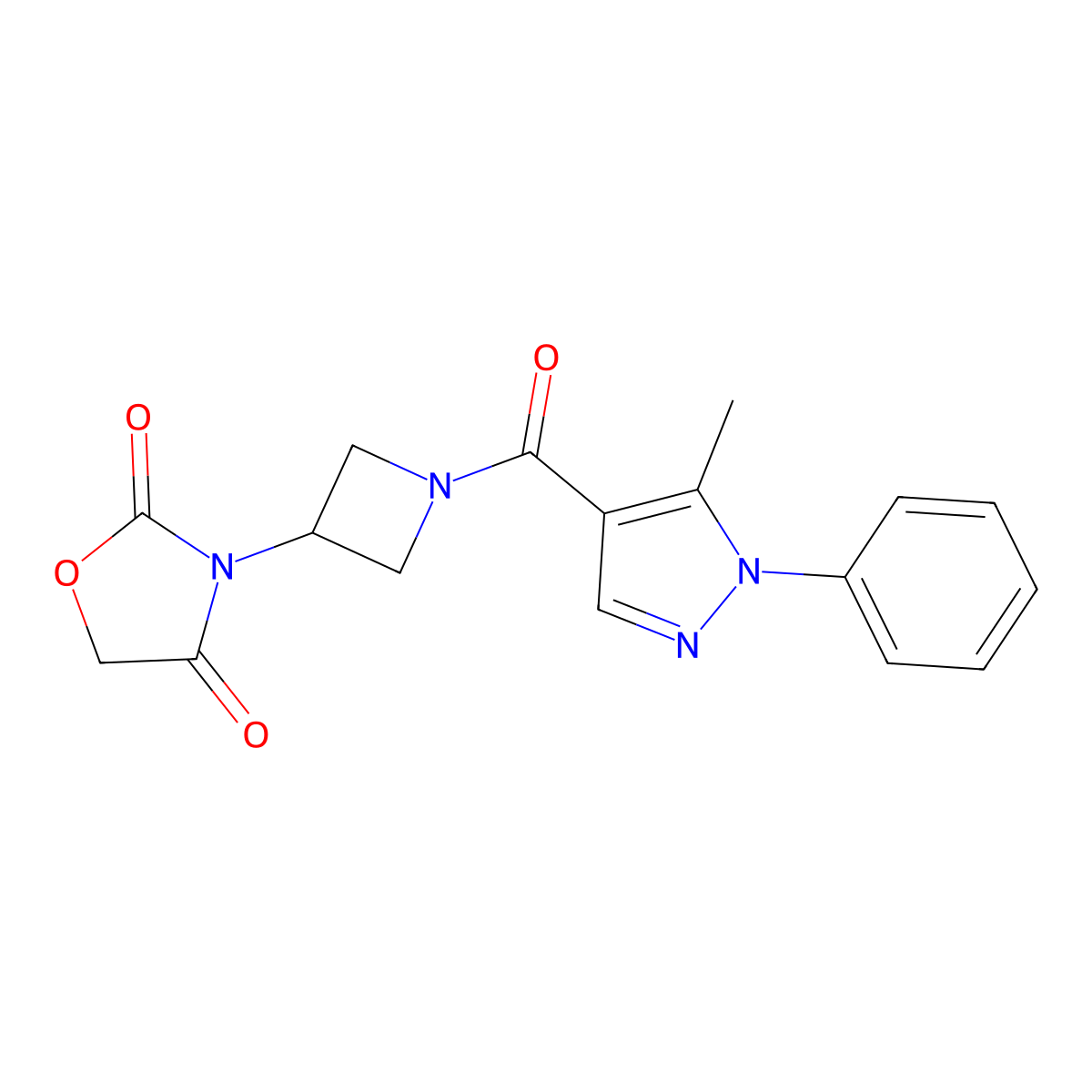 3-(1-(5-methyl-1-phenyl-1H-pyrazole-4-carbonyl)azetidin-3-yl)oxazolidine-2,4-dione molecular structure, CAS 2034237-11-9