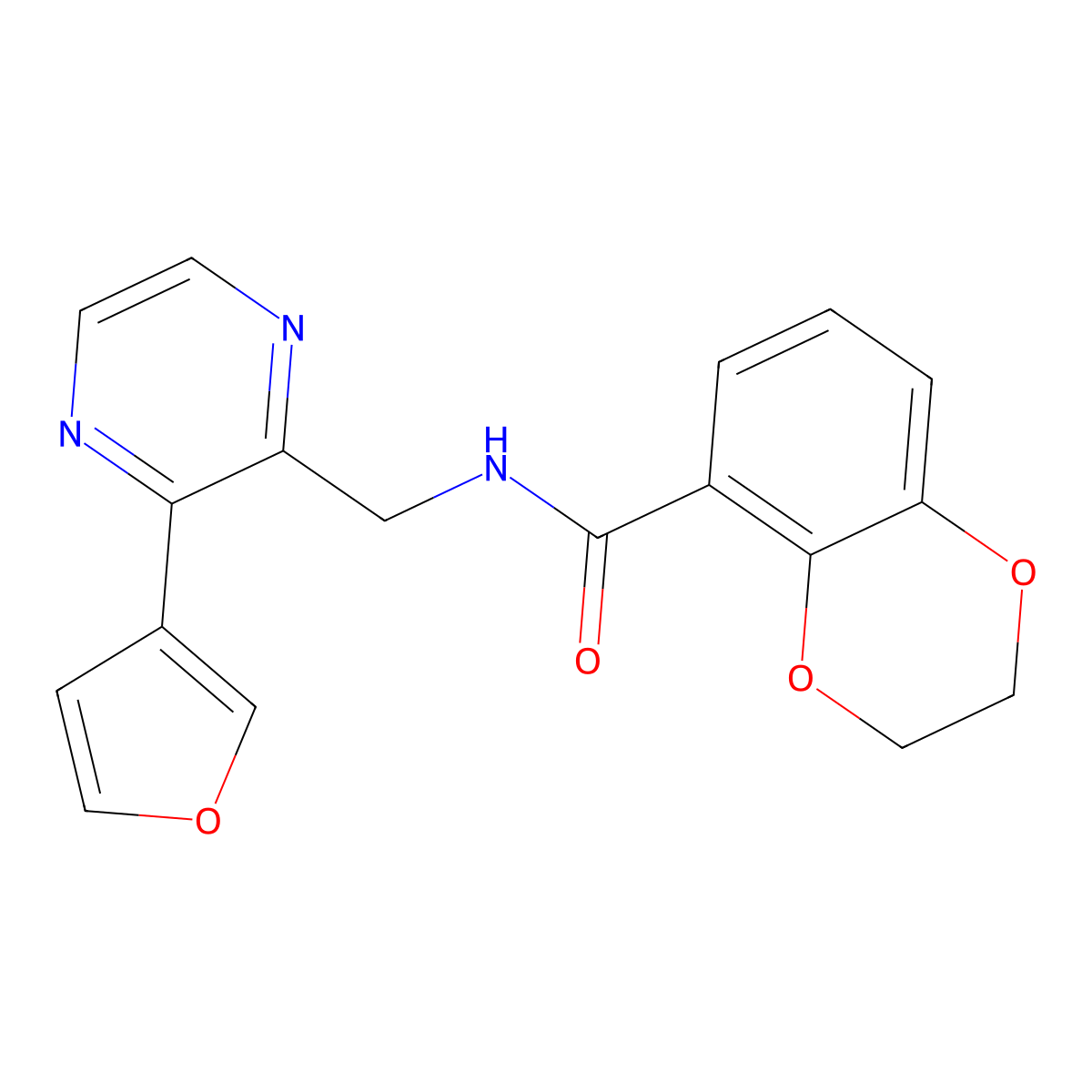 N-{[3-(furan-3-yl)pyrazin-2-yl]methyl}-2,3-dihydro-1,4-benzodioxine-5-carboxamide molecular structure, CAS 2034237-14-2