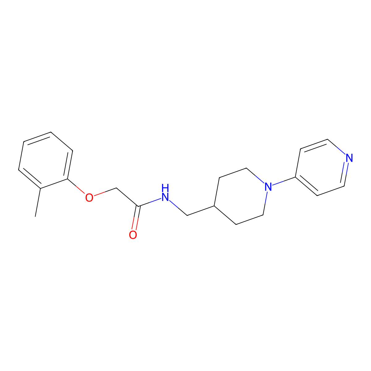 N-((1-(pyridin-4-yl)piperidin-4-yl)methyl)-2-(o-tolyloxy)acetamide molecular structure, CAS 2034237-18-6