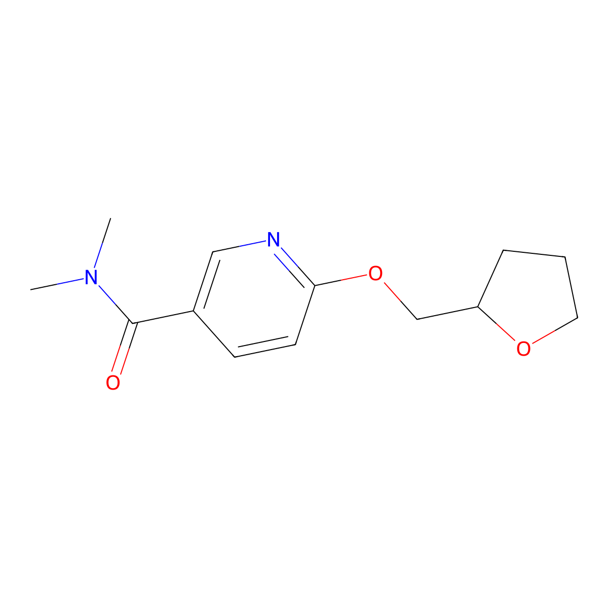 N,N-dimethyl-6-((tetrahydrofuran-2-yl)methoxy)nicotinamide molecular structure, CAS 2034237-19-7
