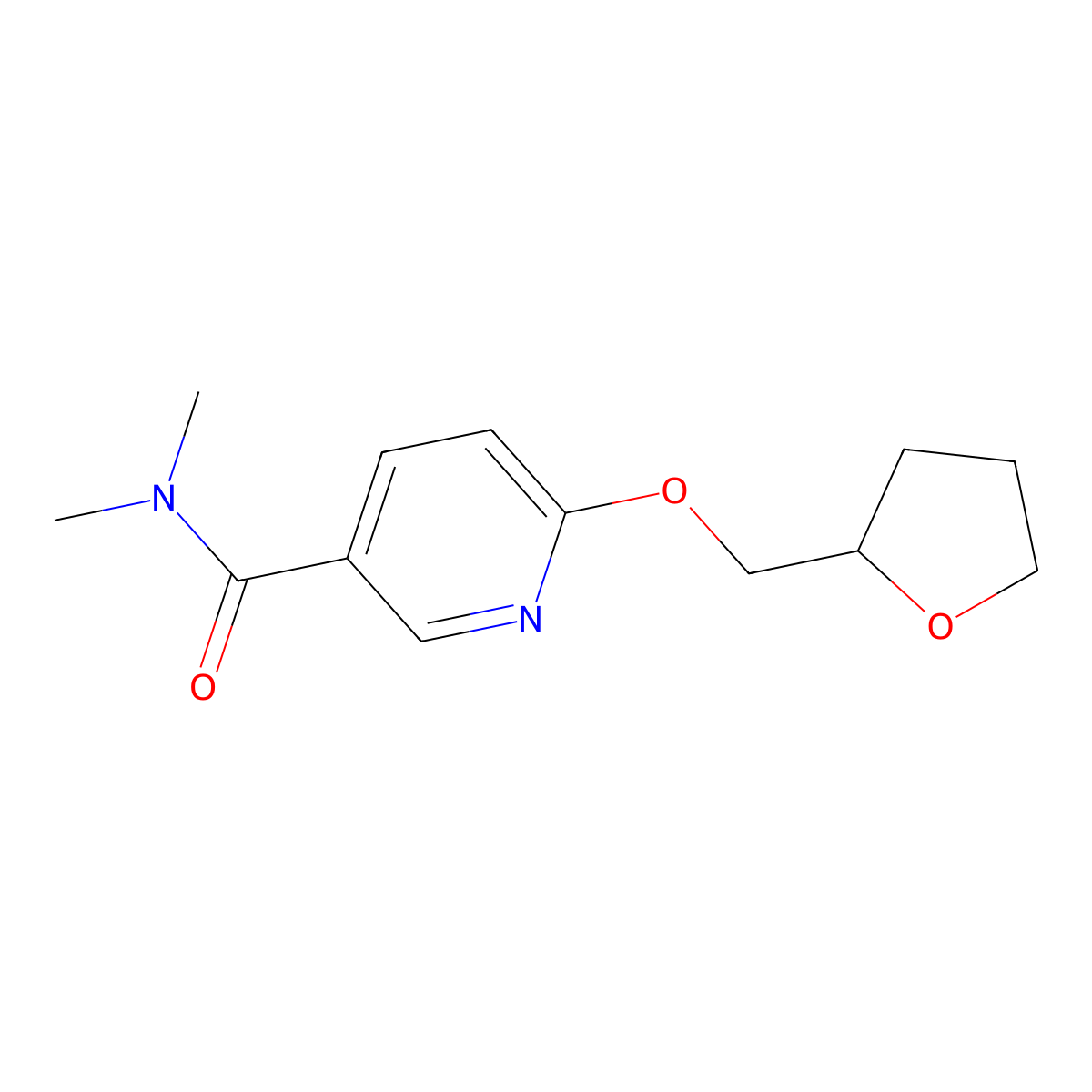 N,N-dimethyl-6-((tetrahydrofuran-2-yl)methoxy)nicotinamide molecular structure, CAS 2034237-19-7