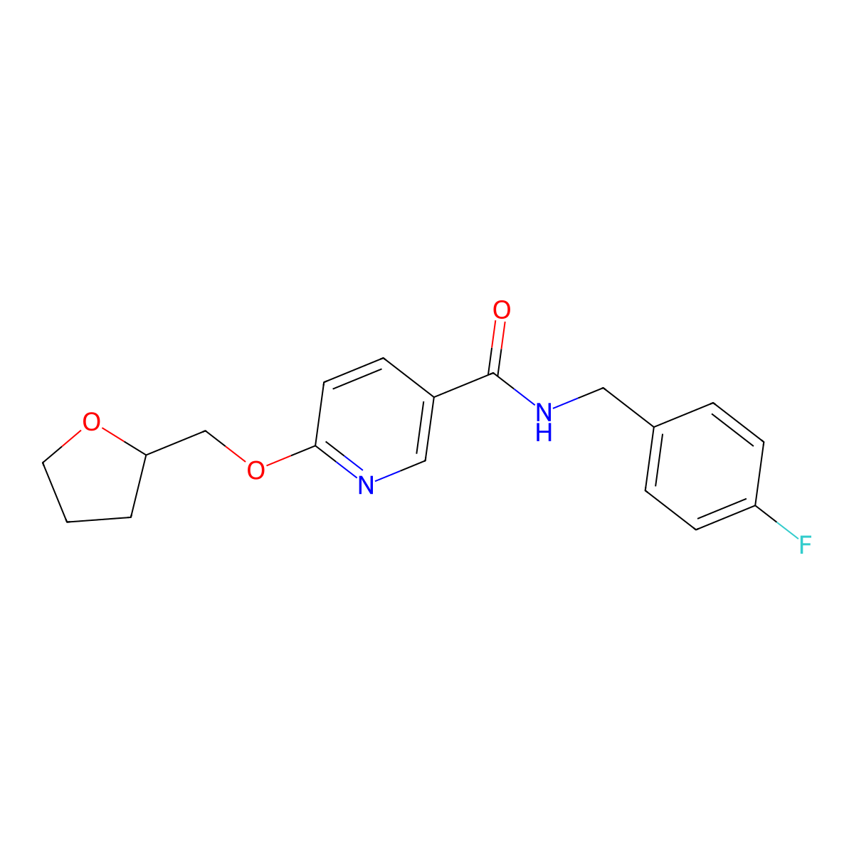 N-(4-fluorobenzyl)-6-((tetrahydrofuran-2-yl)methoxy)nicotinamide molecular structure, CAS 2034237-24-4