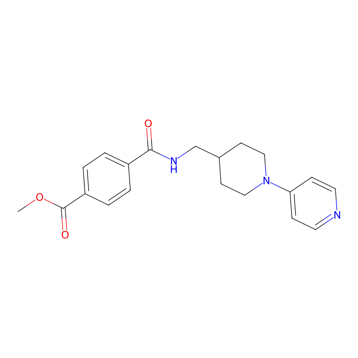 Methyl 4-({[1-(pyridin-4-yl)piperidin-4-yl]methyl}carbamoyl)benzoate molecular structure, CAS 2034237-25-5