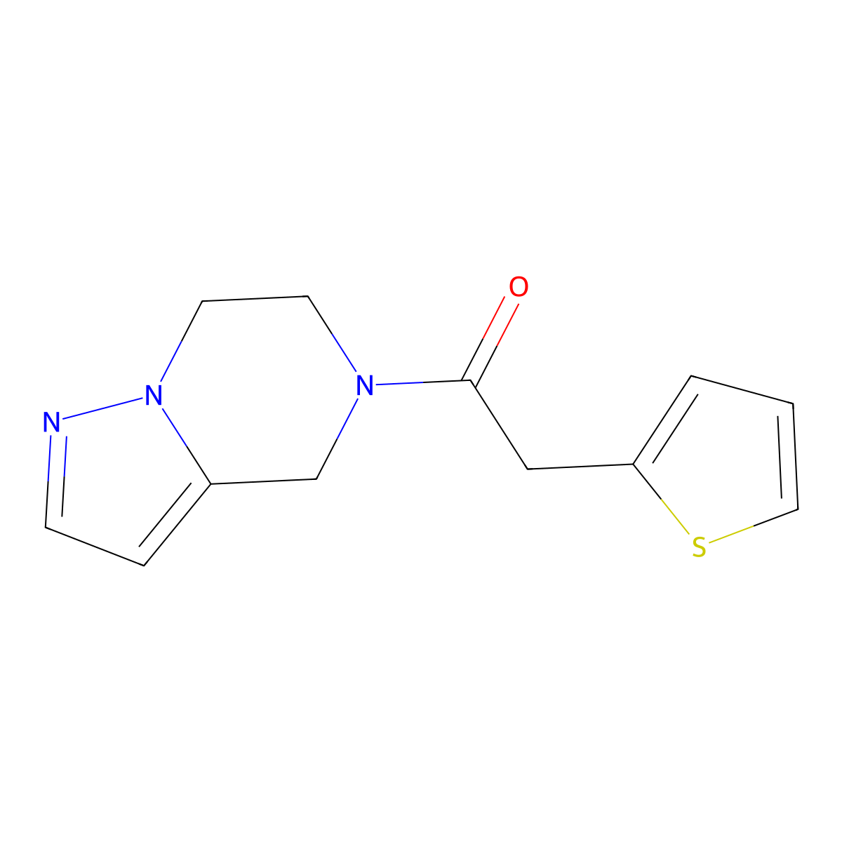 1-(6,7-dihydropyrazolo[1,5-a]pyrazin-5(4H)-yl)-2-(thiophen-2-yl)ethanone molecular structure, CAS 2034237-29-9