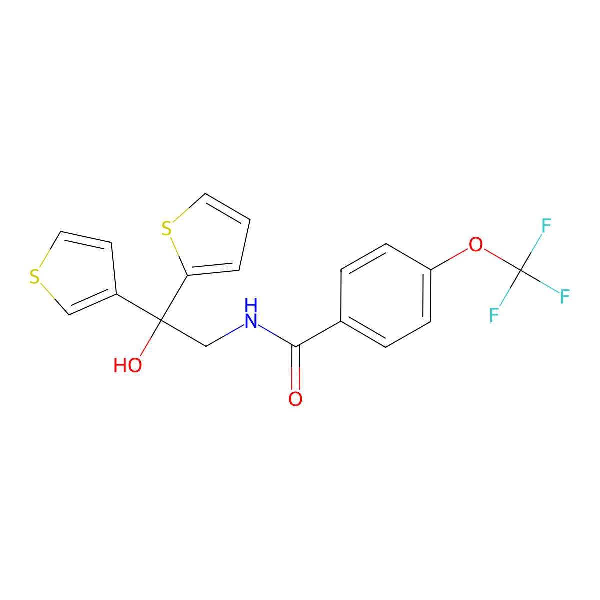N-[2-hydroxy-2-(thiophen-2-yl)-2-(thiophen-3-yl)ethyl]-4-(trifluoromethoxy)benzamide molecular structure, CAS 2034237-30-2