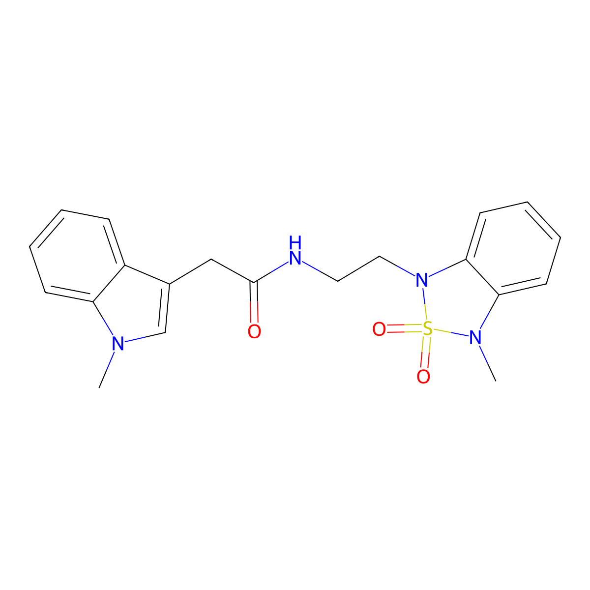 2-(1-methyl-1H-indol-3-yl)-N-(2-(3-methyl-2,2-dioxidobenzo[c][1,2,5]thiadiazol-1(3H)-yl)ethyl)acetamide molecular structure, CAS 2034237-33-5