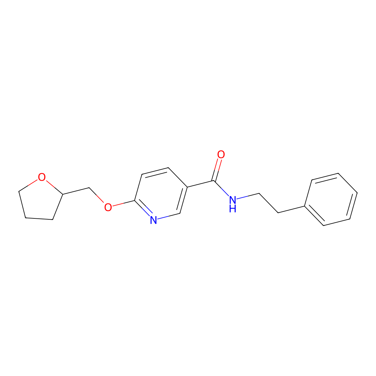 N-phenethyl-6-((tetrahydrofuran-2-yl)methoxy)nicotinamide molecular structure, CAS 2034237-34-6