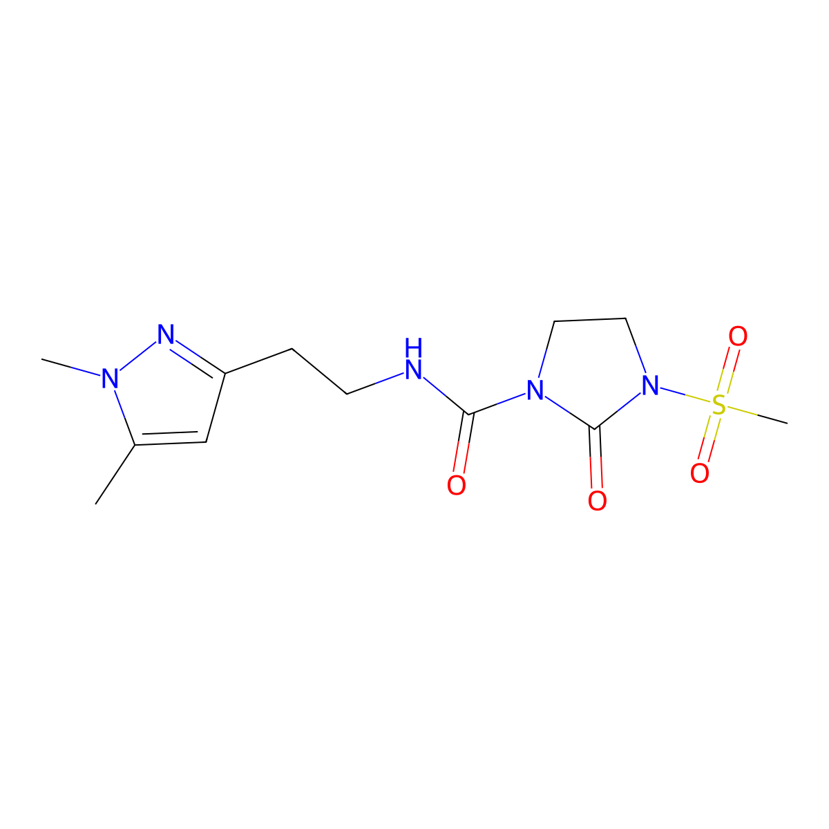 N-(2-(1,5-dimethyl-1H-pyrazol-3-yl)ethyl)-3-(methylsulfonyl)-2-oxoimidazolidine-1-carboxamide molecular structure, CAS 2034237-35-7