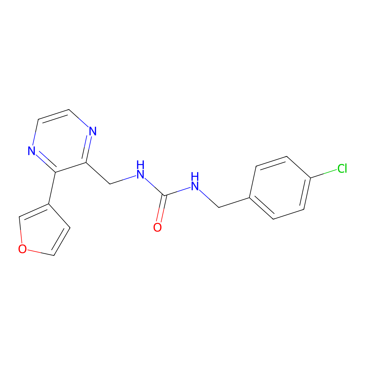 1-(4-Chlorobenzyl)-3-((3-(furan-3-yl)pyrazin-2-yl)methyl)urea molecular structure, CAS 2034237-41-5
