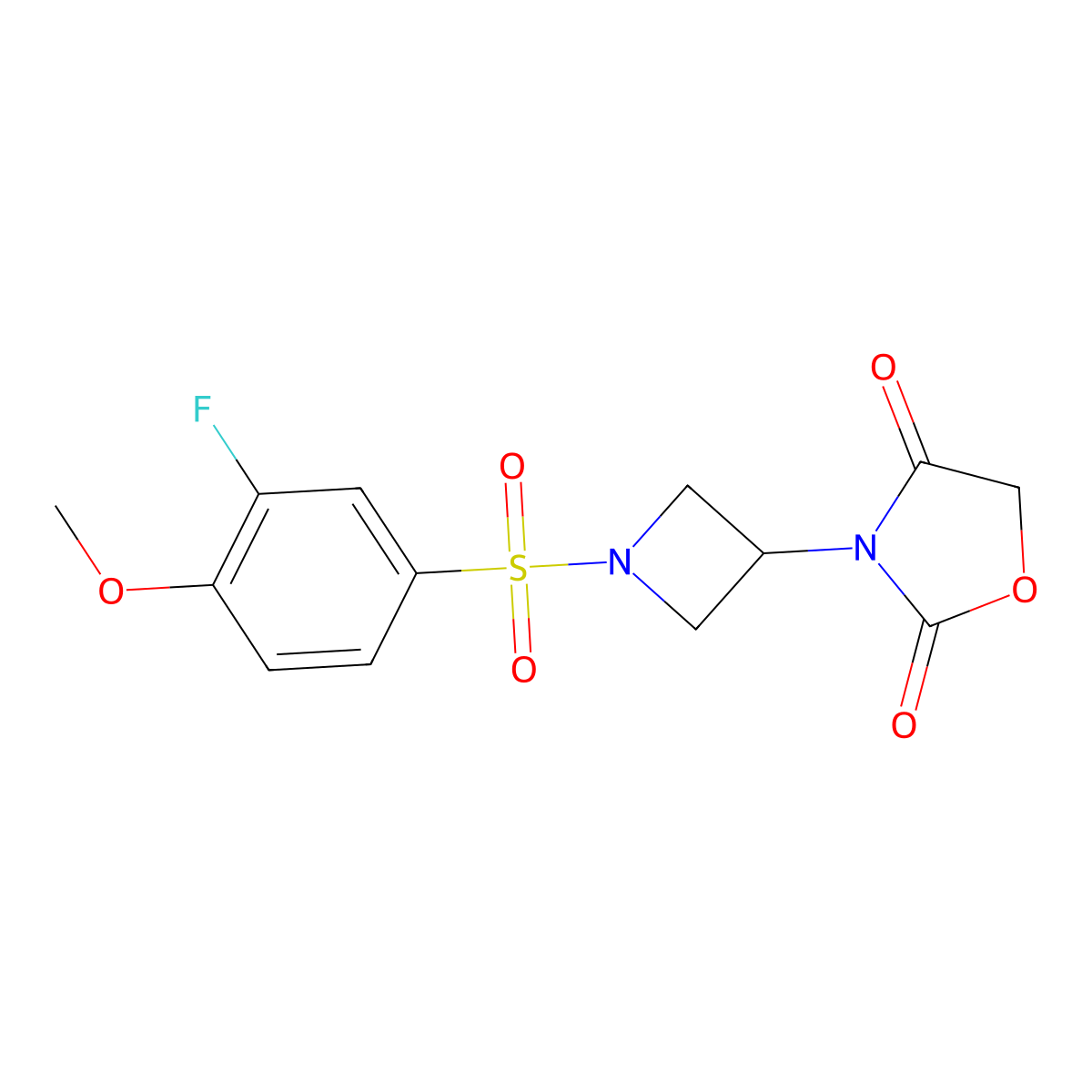 3-(1-((3-Fluoro-4-methoxyphenyl)sulfonyl)azetidin-3-yl)oxazolidine-2,4-dione molecular structure, CAS 2034237-42-6