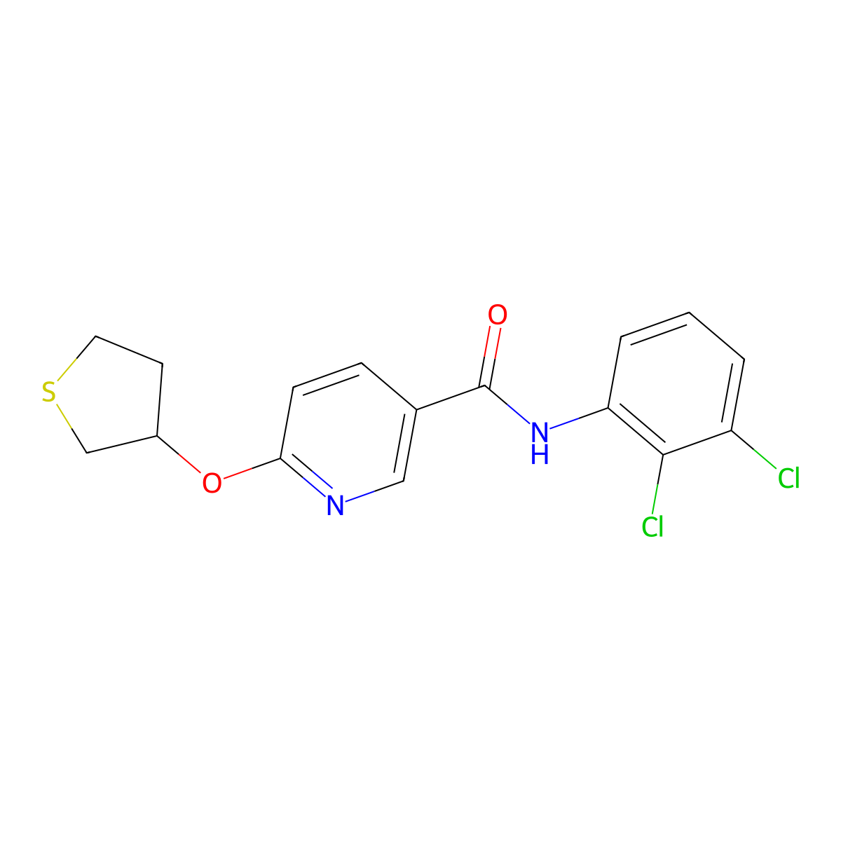 N-(2,3-dichlorophenyl)-6-((tetrahydrothiophen-3-yl)oxy)nicotinamide molecular structure, CAS 2034237-44-8