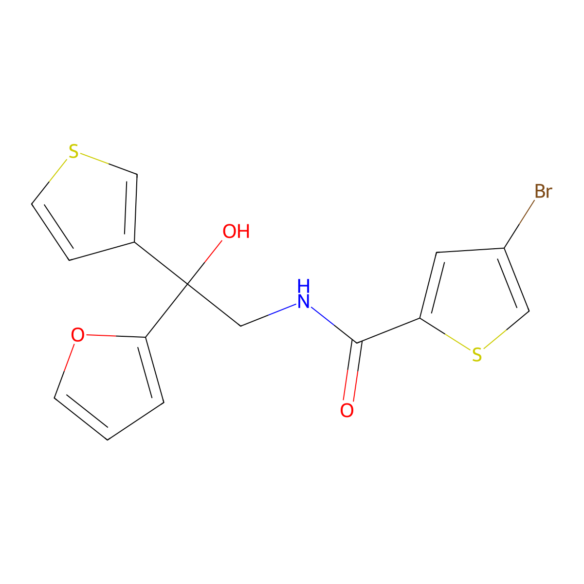 4-bromo-N-[2-(furan-2-yl)-2-hydroxy-2-(thiophen-3-yl)ethyl]thiophene-2-carboxamide molecular structure, CAS 2034237-45-9