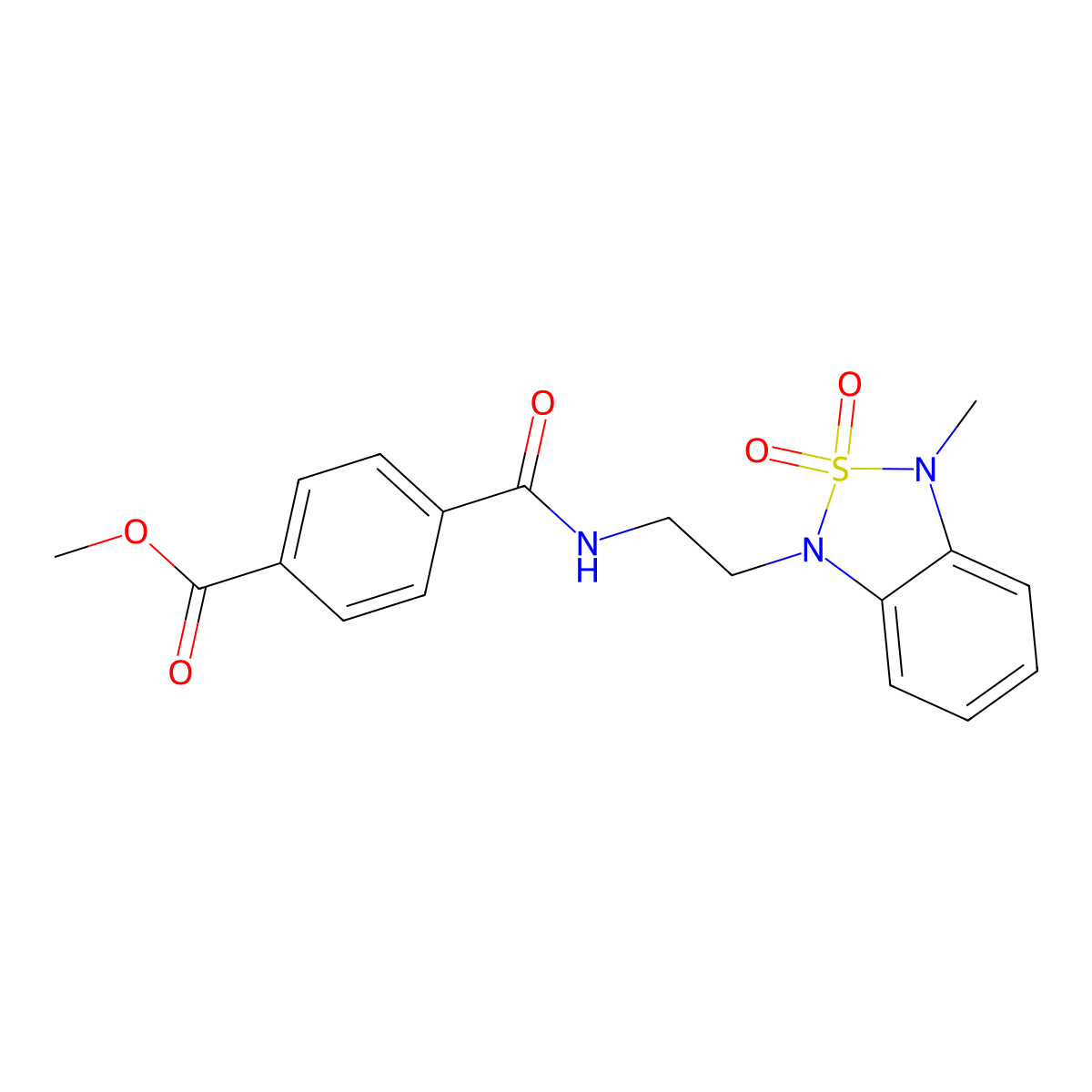 methyl 4-((2-(3-methyl-2,2-dioxidobenzo[c][1,2,5]thiadiazol-1(3H)-yl)ethyl)carbamoyl)benzoate molecular structure, CAS 2034237-46-0