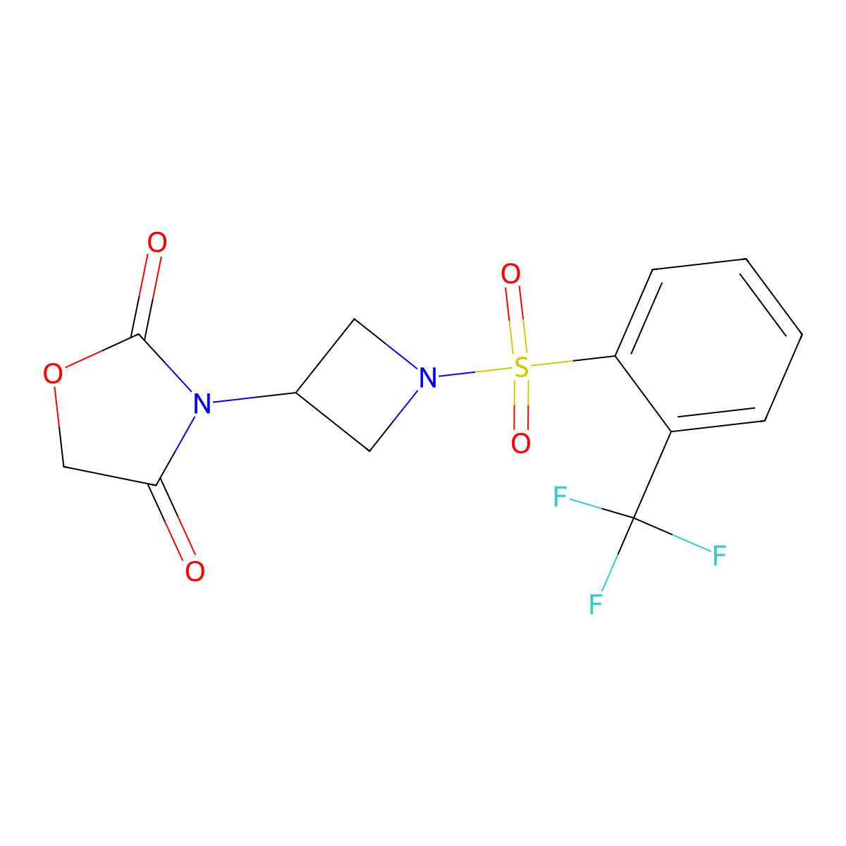 3-(1-((2-(Trifluoromethyl)phenyl)sulfonyl)azetidin-3-yl)oxazolidine-2,4-dione molecular structure, CAS 2034237-48-2